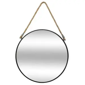 Comparateur de prix : ATMOSPHERA CREATEUR D'INTERIEUR Miroir à corde Rond en métal - Noir - Ø 37 cm