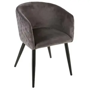 Fauteuil Marlo velours gris ardoise - Atmosphera createur dinterieurVendu parcdiscount