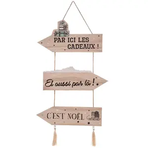Déco de Noël Pancarte en bois à suspendre H 50 cm pas cher