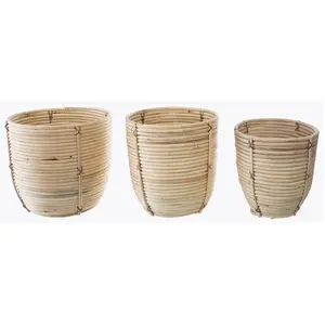 Set de 3 pots rotin D24 25 34cm Atmosphera Créateur D'intérieur pas cher