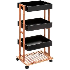 Comparateur de prix : 5five - desserte 4 niveaux à roulettes "naturéo" acacia noir