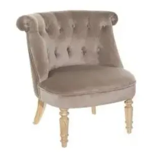Fauteuil Velours Crapaud Taupe - AtmospheraVendu parcdiscount