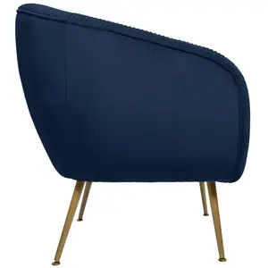 Fauteuil Solaro velours plissé bleu - Atmosphera createur dinterieur pas cher