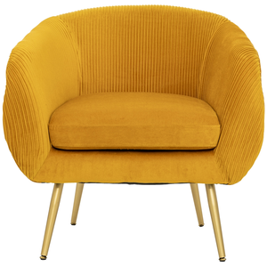 Comparateur de prix : Atmosphera Fauteuil En Velours Ocre Plissé Et Pieds En Métal Doré