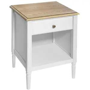 Atmosphera Table De Chevet 1 Tiroir En Bois Blanc Et Naturel H 48 Cm pas cher
