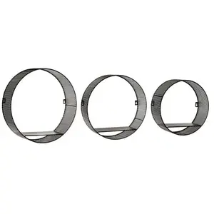 ATMOSPHERA Set de 3 étagères murales rondes en métal perforé - Noir - Taille 1 : 25 cm, Taille 2 : 30 cm et Taille 3 : 35 cm pas cher