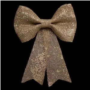 Feeric Christmas - Décoration de noël noeud strass pailleté or 19x24 "midnight" Strass Doré pas cher