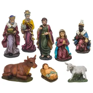 FEERIC LIGHT & CHRISTMAS 8 Santons en Résine de 20 cm - Couleurs traditionnellesVendu parcdiscount