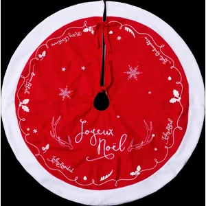 Tapis de sapin rouge motif blanc D90cm en feutrine - Feeric lights & christmasVendu parbol