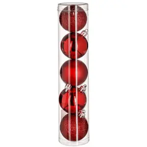 JJA Déco de sapin Lot de 5 Boules de Noël D 5 cm - Rouge pas cher