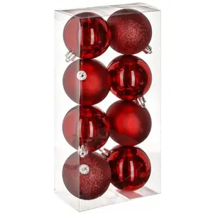 FÉÉRIC LIGHTS AND CHRISTMAS Déco de sapin Lot de 8 Boules de Noël D 7 cm - Rouge pas cher