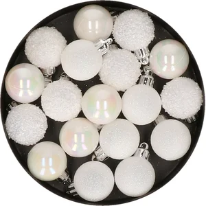 JJA Kit de 18 boules de Noël - 30 mm - Blanc - Décoration de fête - Pl... pas cher