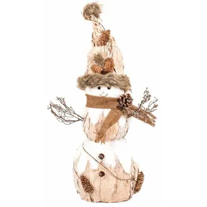 Atmosphera Décoration de Noël en bois bonhomme Terre sauvage - Beige pas cher