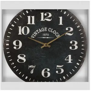 Horloge - ATMOSPHERA - D38 cm - Bois MDF - Noir - Décoration murale pas cher