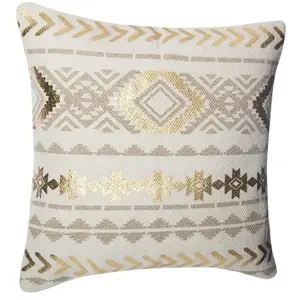 Atmosphera - Housse de coussin Etnik gold lin 40X40 L, 40 x l, 40 cm B... pas cher