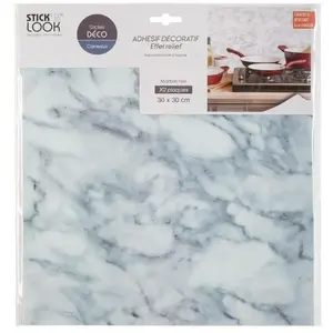 Ac-deco - Lot de 2 stickers plaques marbre blanc - Atmosphera créateur d'intérieur pas cher