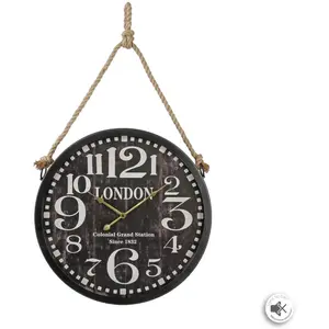 Pendule - ATMOSPHERA - Corde Ø52 cm - Noir et blanc - Contemporain - Design pas cher