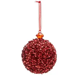 Atmosphera Kerstballenset Glitter - 16 stuks - 8cm - 8 Rood en 8 Zilver