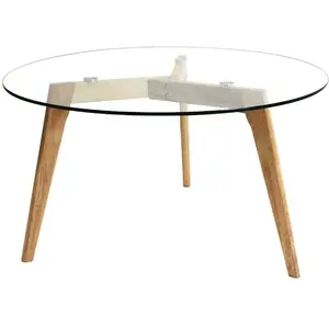 HOME DECO FACTORY Table basse ronde en verre - D 80 cm pas cher