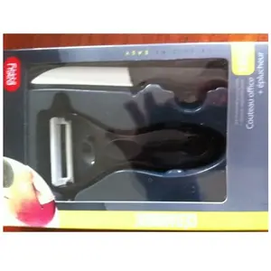 Easy Make KD3118 Couteau avec Eplucheur ABS/Céramique Noir/Blanc 12,50... pas cher