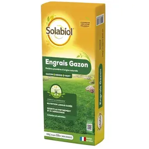 SOLABIOL Engrais Gazon 4 En 1 - Sac 10 Kg - 250m² - Nutrion Longue Durée - Effet Reverdissant - Stimule LEnracinement SOGAZYPRO10 pas cher