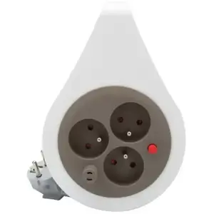 Mini enrouleur design 3 prises 7 mètres taupe - Zenitech pas cher