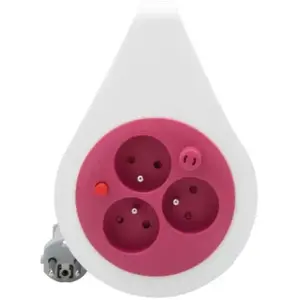 Mini enrouleur design 3 prises 7 mètres rose - Zenitech pas cher