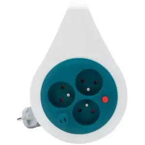 Mini enrouleur design 3 prises 7 mètres bleu - Zenitech pas cher