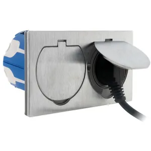 Comparateur de prix : Zenitech Double prise de sol 16A 2P+T finition alu brossé - IP55 avec boîte d'installation