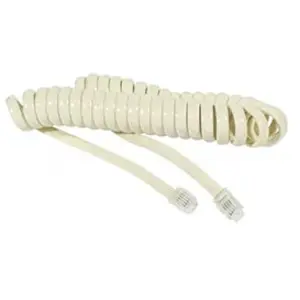 Connect CUC Câble téléphone spirale ivoire 2m - Ivoire - Câble de téléphone - 2 mètres - RJ11 pas cher