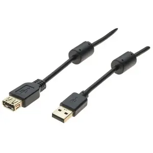 Hypertec DEXLAN Rallonge USB 2.0 type A / A  avec ferrites noire - 1,5 mètre pas cher