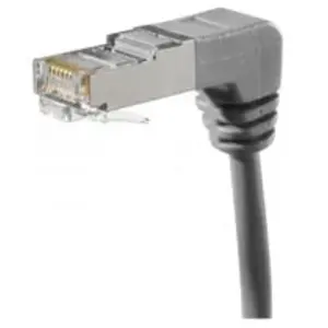 Cordon RJ45 catégorie 6A S/FTP coudé bas gris - 0,7 m pas cher