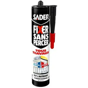Colle Fixer Sans Percer Tous Travaux Blanc - SADER - cartouche 290 ml pas cher