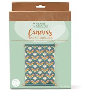 Kit Canevas - Fleurs tropicales - 26 x 32 cm pas cher