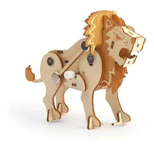 GRAINE CREATIVE Maquette 3D Mécanique en bois - Lion - Modélisme - 48 pièces - Blanc pas cher