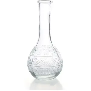 Vase Vintage en verre à reliefs - Amsterdam - Blanc - 15,8 x 7,5 cm