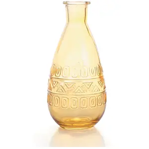 Vase Vintage en verre à reliefs - Berlin - Jaune - 15,8 x 7,5 cm pas cher