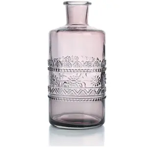 Vase Vintage en verre à reliefs - Gris - 7,5 x 14,5 cm pas cher