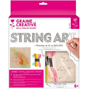 Coffret cadre en bois - String Art - Licorne - Graine Créative pas cher