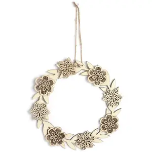 GRAINE CREATIVE ON A TOUS DU TALENT Suspension en bois - Couronne de fleurs - 22 x 22 cm - MarronVendu parbol