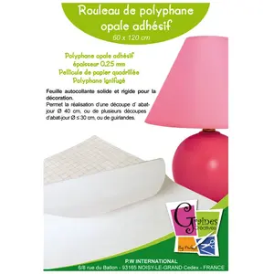 L'UNIVERS DE PIWI Polyphane adhésif Blanc en rouleau 60 x 120 cm Rouleau de polyphane adhésif quadrillé rouge et blanc, pour découpe d'abat-jourVendu parcdiscount