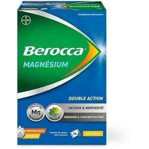 Berocca® Magnésium Fatigue/nervosité Mémoire/Concentration Program express 14j 14 sachets pas cher