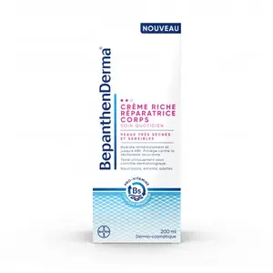 BepanthenDerma® Crème Riche Réparatrice Corps Peaux Sèches et Sensibles 200ml pas cher