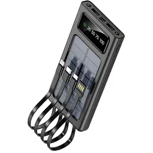APM Batterie Externe Solaire 10000mAh Power Bank avec Câbles Intégrés ... pas cher