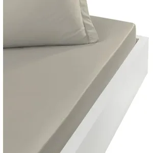 Sensei - Drap Housse Percale UNI - - Gris Perle, Coton, 200x200 pas cher