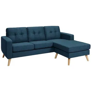 Canapé d'angle réversible en tissu - VENTE-UNIQUE - BARTOLOME - Bleu - 4 places - Style scandinave pas cher