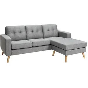 Canapé d'angle réversible en tissu - VENTE-UNIQUE - BARTOLOME - Gris - 4 places - Ferme pas cher