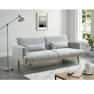 VENTE-UNIQUE Canapé 3 places convertible clic-clac en tissu ESME - Gris clair