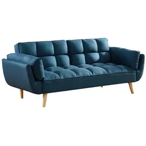 VENTE-UNIQUE Canapé 3 places convertible clic-clac en tissu LOELINE - Bleu pas cher