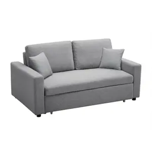VENTE-UNIQUE Canapé 3 places convertible en tissu INIZOR - Gris clair - Classique - Intemporel - Ferme pas cher